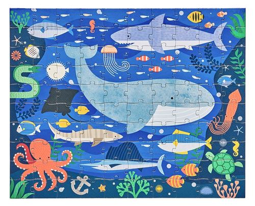 Petit Collage puzzle double face du monde sous-marin 100 pièces