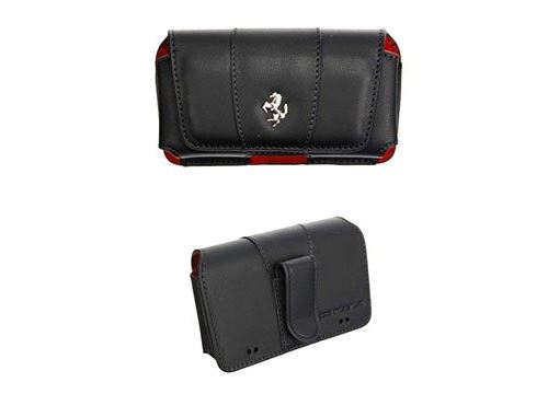 Etui cuir horizontal noir Ferrari