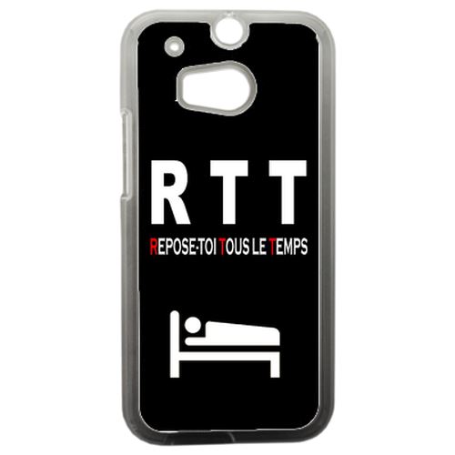 Coque Rtt Slogan Fond Noir Compatible Htc One 2 M8 Transparent