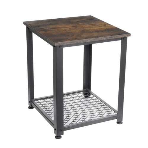 Table d'appoint Douxlife DL-ET01 2 couches avec tablette réglable pour repose-pieds Marron 45x45x55cm