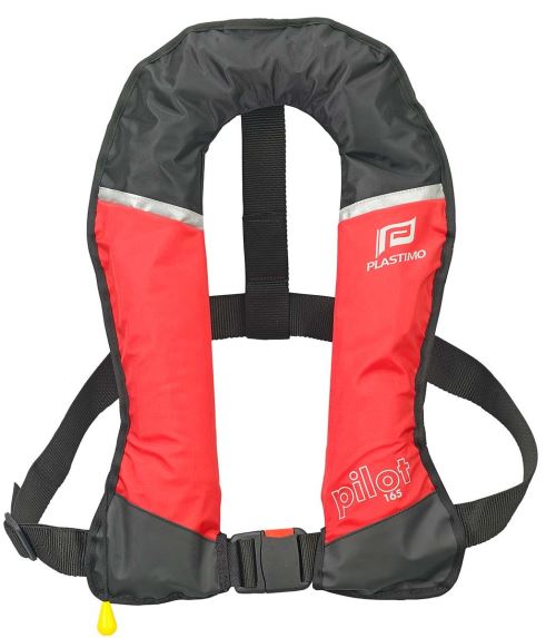 Gilet gonflable Pilot 165 Manuel Noir avec Harnais + sangle sous-cutale