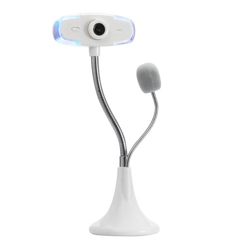 Webcam Usb visuel d'ordinateur bureau LED HD avec le microphone vertical - blanc