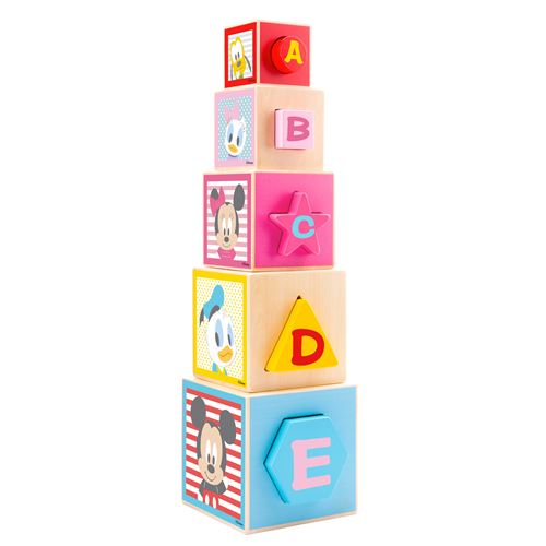 Jouet en bois Cubes à empiler Pyramide en bois Mickey et ses amis
