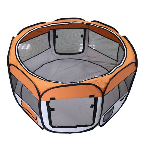 Hawoola Parc à Chiots de Octogonal en Polyester couvert de PVC Pliable pour Petits Animaux- orange