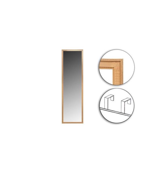 Miroir de porte avec crochets 30 x 120 cm - MDF - Décor Bois naturel