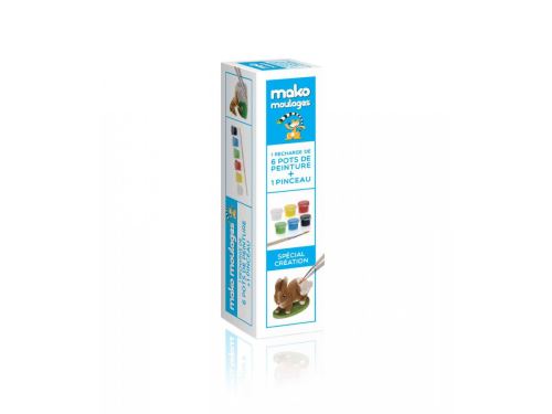 Mako moulages - Kit recharge 6 pots de peint. quadri +1 pinceau sur broche