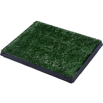 Litière Gazon Synthétique Chiens Toilettes Portables à Pelouse Tiroir à Déjection 63l X 51l X 6h Cm Noir Vert