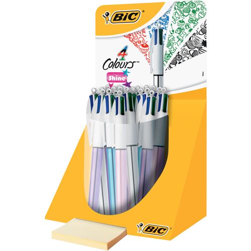 bic bic stylo à bille rétractable 4 colours shine, dans un noir