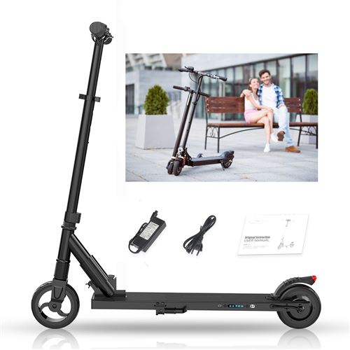 Trottinette électrique pliable vitesse maximale 23km/h 5.0AH frein arrière métallique cache câble avec moteur arrière-noire