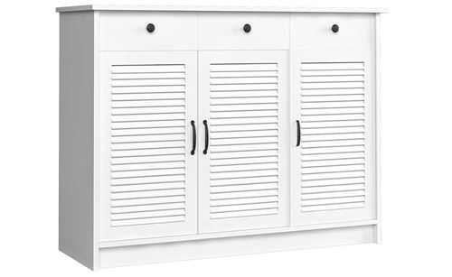 MARIME | Commode buffet enfilade salon/séjour/chambre | 128,4x98x44 cm | 3 tiroirs + 3 portes | Meuble de rangement | Blanc