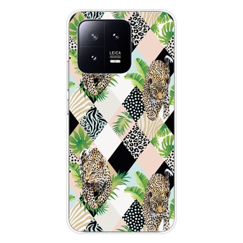 Coque en silicone imprimée compatible Xiaomi 13 Léopard losange