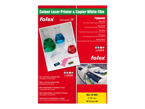 Folex BG-72 WO - Polyester - brillant - 125 microns - blanc opaque - A4 (210 x 297 mm) 50 feuille(s) film