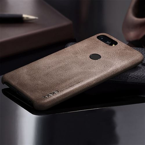 Etui en PU revêtement vintage café pour votre Xiaomi Mi 8 (6.21-pouces)