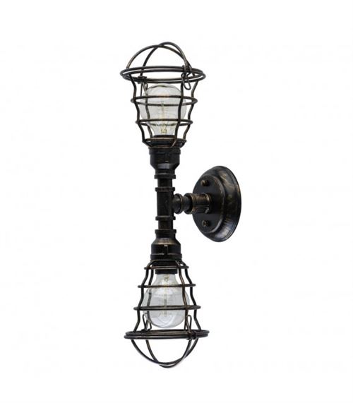 Applique murale noire Loft 2 ampoules largeur 15 Cm