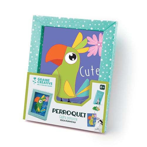 kit cadre 2 cartes pompons perroquet