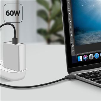 Câble Samsung USB-C vers USB-C 60W Charge et Synchronisation 1m de long Noir