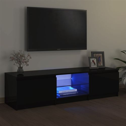 vidaXL Meuble TV avec lumières LED Noir 140x40x35,5 cm