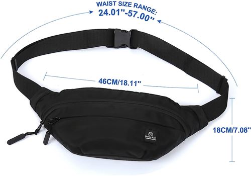 Sac Banane En Cuir Noir Unisexe - Réglable, 30x10x15 Cm, Voyage Sport Randonnée