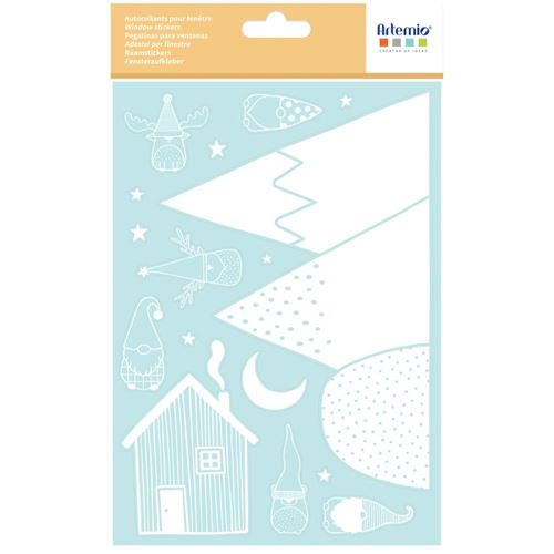 Stickers Noël pour fenêtres - Montagnes - 24,9 x 15 cm - 1 feuille