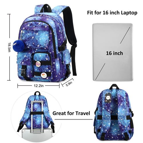 Sac à Dos Scolaire Fille - Ordinateur Portable, Voyage, étudiant - Polyester Multicolore