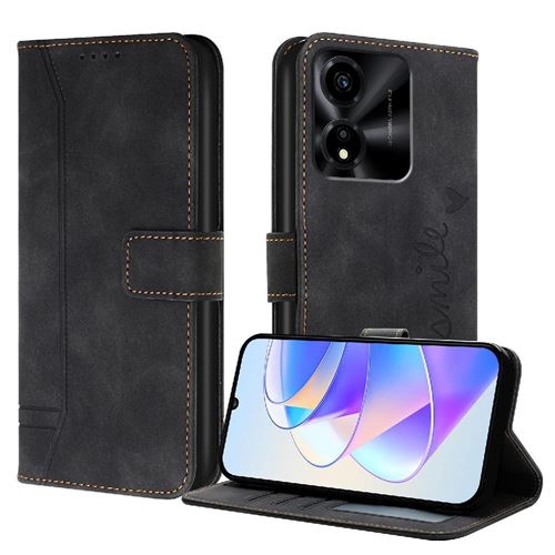 Étui Portefeuille Magnétique Pour Honor X5c Plus - Coque Flip En Cuir PU Fleur Relief, Support Et Porte-Cartes - 3