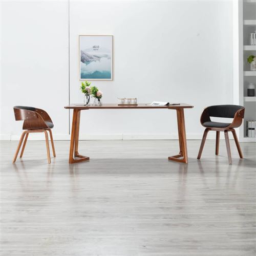 vidaXL Chaise à manger gris bois courbé et tissu
