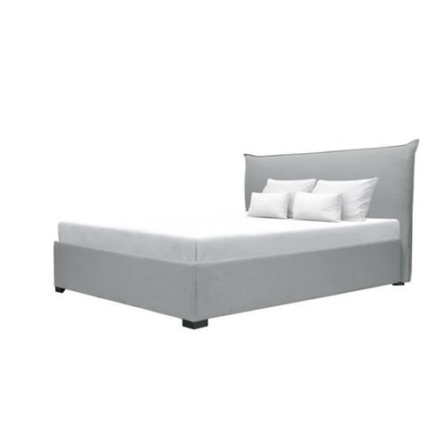 Cushion Lit Coffre Adulte Classique - Tissu Gris Clair - Sommier Inclus - 140 X 190 Cm