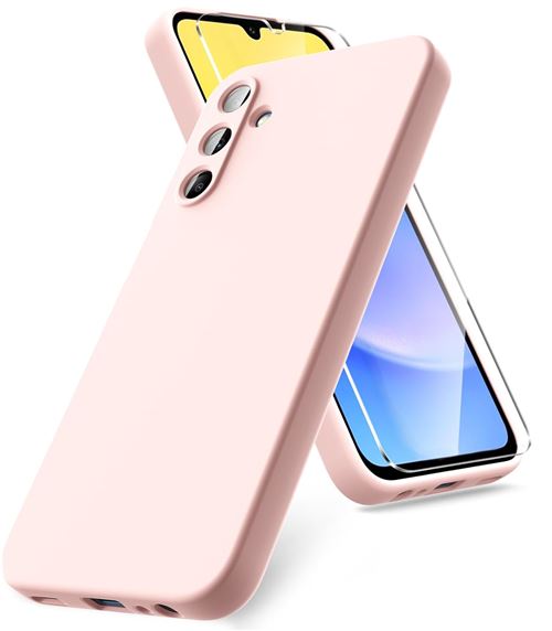 Coque Pour Samsung Galaxy A15 Silicone Rose + Verre Trempe Little Boutik©