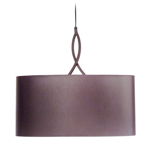 Tosel 11672 Suspension Cylindrique Tissu Marron L 50 P 50 H 84 Cm Ampoule E27