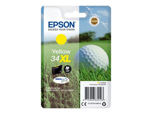 Epson 34XL - 10.8 ml - XL - jaune - original - blister - cartouche d'encre - pour WorkForce Pro WF-3720, WF-3720DWF, WF-3725DWF