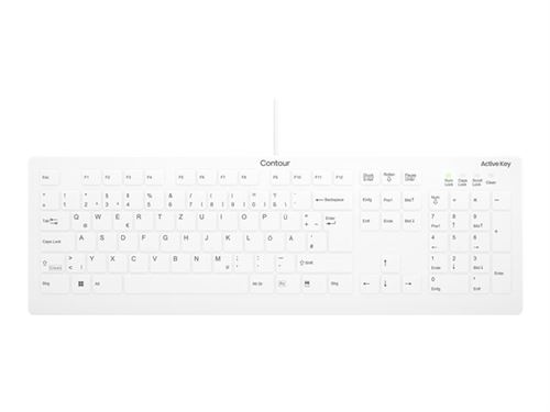 Non Communiqué Blanc Contour Active Key Quickclean Ak-C8112 - Clavier - Design Médical Et Hygiénique - 100% - Full Size - Usb - Qwertz - Allemand