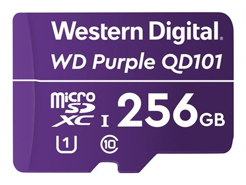 WD Purple SC QD101 WDD256G1P0C - Carte mémoire flash - 256 Go - UHS-I U1 / Class10 - microSDXC UHS-I - violet