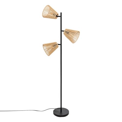 Non Communiqué Naturel Clair Lampadaire 3 Abat-Jours Corde Giada Atmosphera