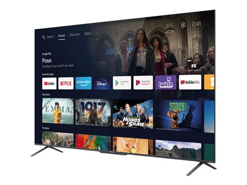 TCL 55C722 - Classe de diagonale 55"" (54.6"" visualisable) TV LCD rétro-éclairée par LED - QLED - Smart TV - Android TV - 4K UHD (2160p) 3840 x 2160 - HDR - Quantum Dot - argent brossé - État correct N/A sur Fnac