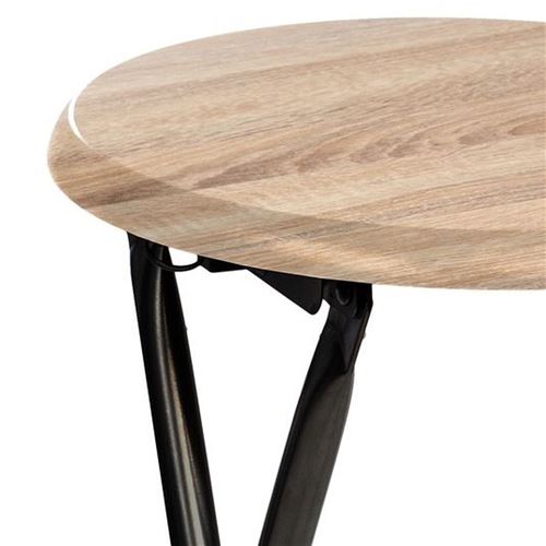 Tabouret avec dossier pliable métal noir et bois MDF