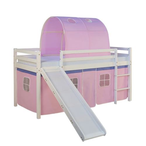 Non Communiqué Rose Lit Mi-Haut Avec Matelas 90X200 Cm Tunnel