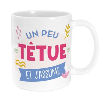 Mug - Tasse - Avec anse - Têtue - Blanc avec paillettes - Céramique ...
