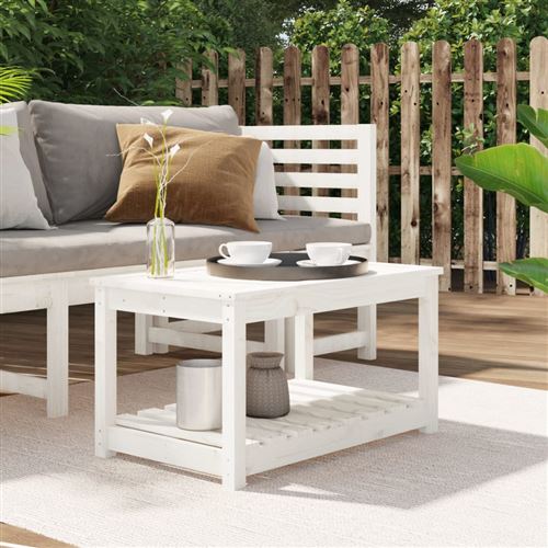 VidaXL Table de jardin blanc 82,5x50,5x45 cm bois massif de pin