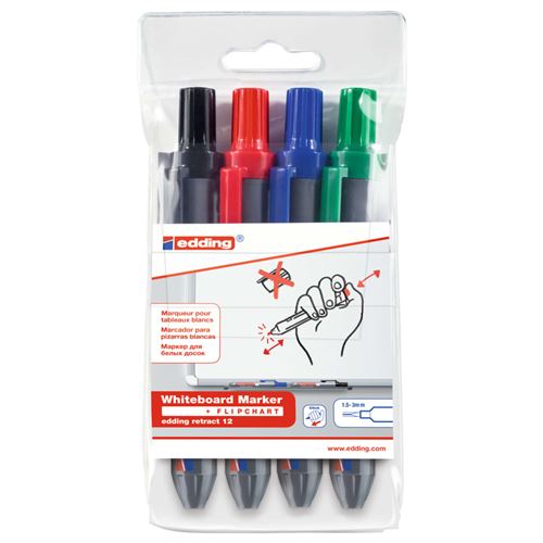 Non Communiqué Multicolore Edding Marqueurs Pour Tableau Blanc 4 Pcs Rétractable
