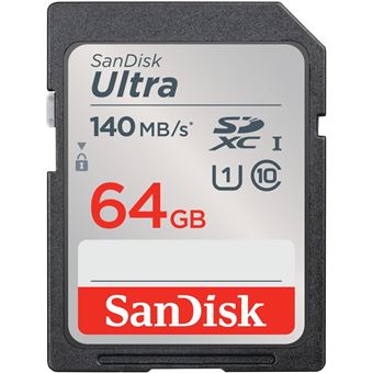 SanDisk Ultra 64 Go SDXC Carte, avec jusqu'à 140 Mo/s, homologuée A1, UHS-I carte, Classe 10, U1 - 1