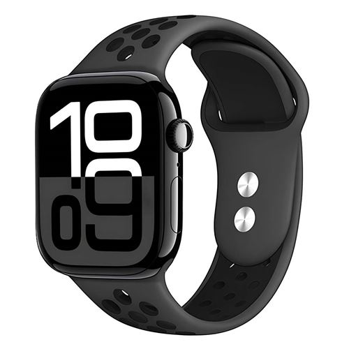 Bracelet Sport Perfor&eacute; pour Watch 38 / 40 / 41 mm R&eacute;glable et Souple Crong Noir