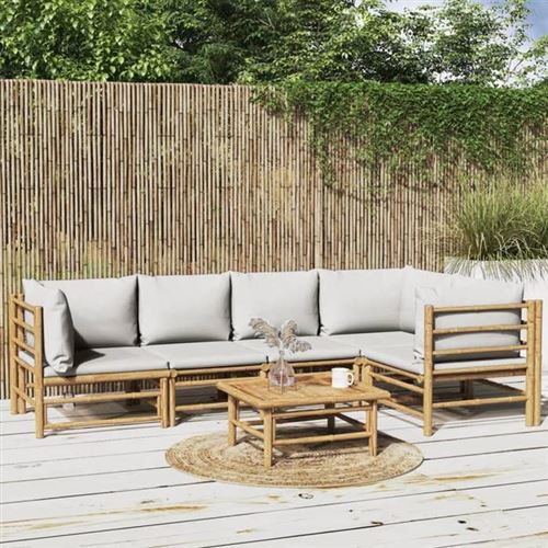 Non Communiqué Gris Salon De Jardin Modulable Vidaxl 5 Personnes 6 Pieces 69 X 55 X 65 Cm Bambou