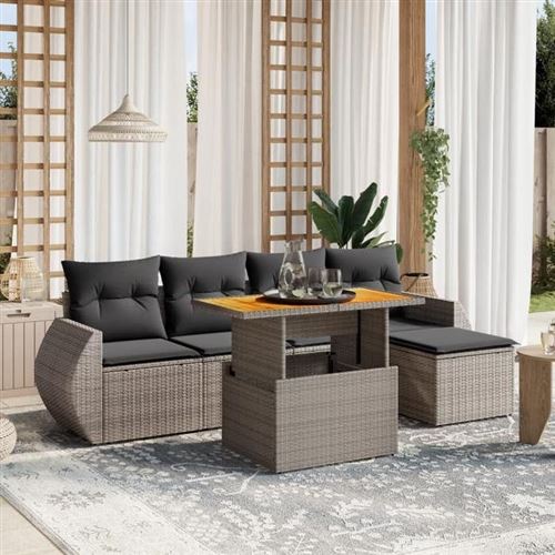 Non Communiqué Gris Vidaxl Salon De Jardin Avec Coussins 6 Pcs, Canapés De Terrasse, Ensemble De Meubles De Patio, Mobilier D'extérieur, 3272173