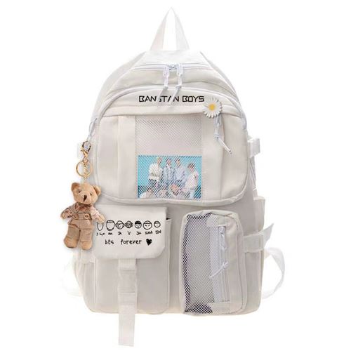 Sac à Dos BTS bangtan Boys pour Garçon et Filles (SD3446) 32*13*45 cm Blanc