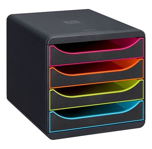Exacompta Set de tiroirs de bureau Big-Box Black Office 4 tiroirs Noir