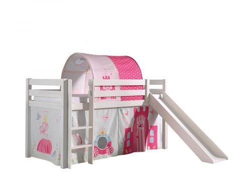 Non Communiqué Rose Vipack Pino Lit Mezzanine Avec Toboggan + Princess Rideau