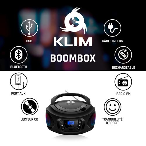 KLIM Boombox B4 - Poste Radio CD Portable