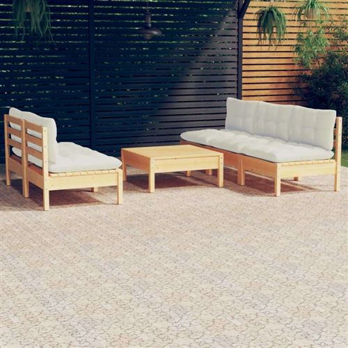 Non Communiqué Bois Salon De Jardin Modulable Vidaxl Beige 6 Pieces X 63.5 X 62.5 6 Personnes