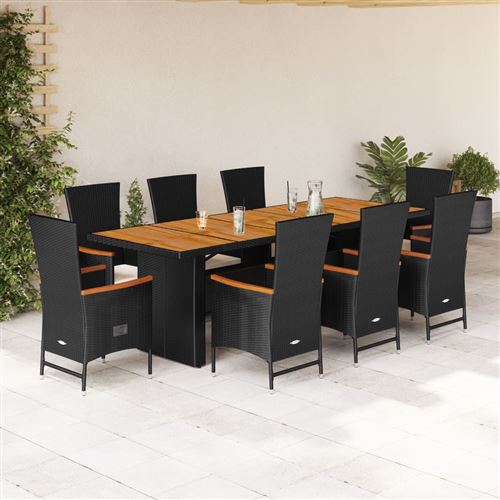 Non Communiqué Noir Vidaxl 9-Delige Tuinset Poly Rattan Zwart3277524