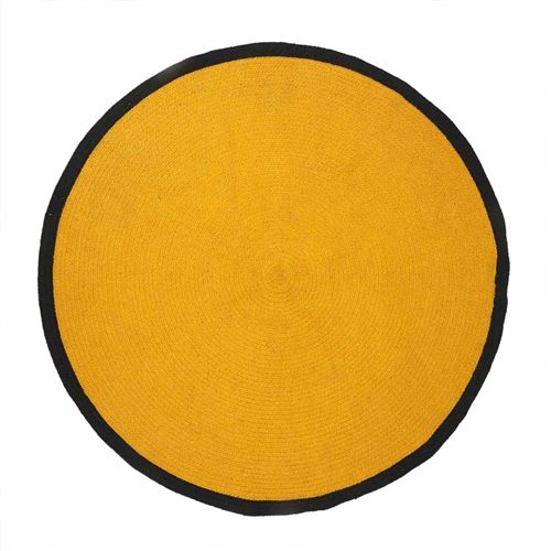 GENERIQUE - Tapis Rond - 120cm - Moutarde et Noir - Image 3